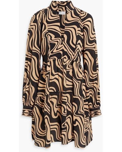 Rebecca Vallance Thiago Tiered Printed Silk-crepe Mini Dress - Brown