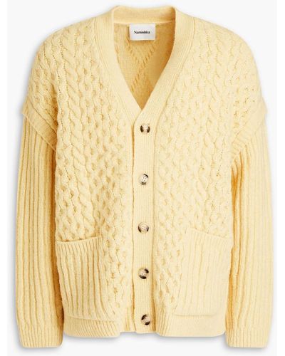 Nanushka Cable-knit Wool-blend Cardigan - Metallic