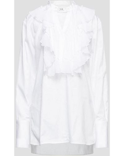 Victoria Beckham Bluse aus baumwollpopeline mit rüschen - Weiß