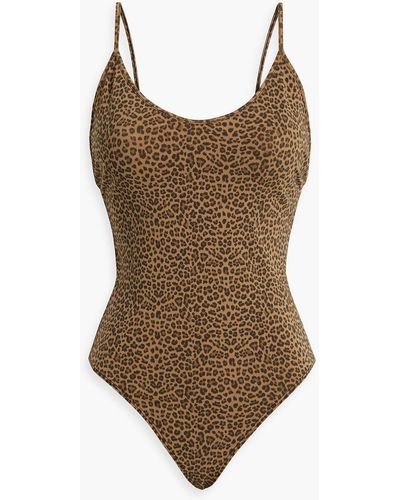 Levi's Leopard-print Stretch-cotton Jersey Bodysuit - Brown