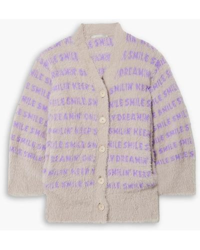 Stella McCartney Brushed Jacquard-knit Cardigan - Purple