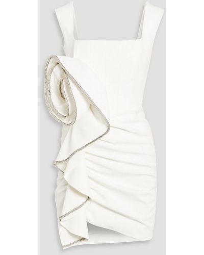 Rachel Gilbert Santiago Embellished Ruffled Crepe Mini Dress - White