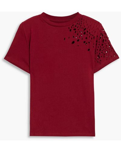 SER.O.YA Caroline Distressed Cotton-jersey T-shirt - Red