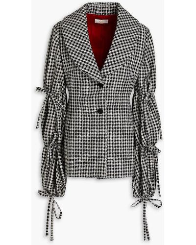 Sara Battaglia Houndstooth Cotton-blend Jacquard Jacket - Black