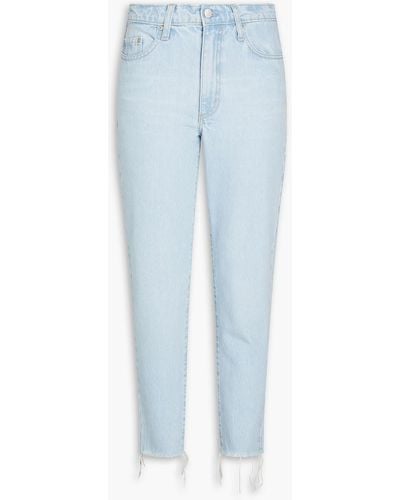 Nobody Denim Bessette Cropped Faded High-rise Slim-leg Jeans - Blue