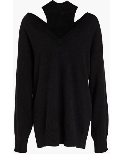 NAADAM Cutout Cashmere Turtleneck Sweater - Black