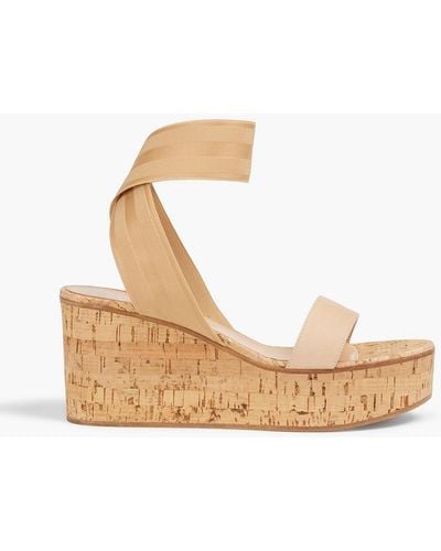 Gianvito Rossi Suede Wedge Sandals - White