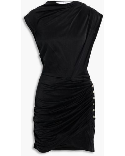 IRO Aia Ruched Cupro And Lyocell-blend Satin-jersey Mini Dress - Black