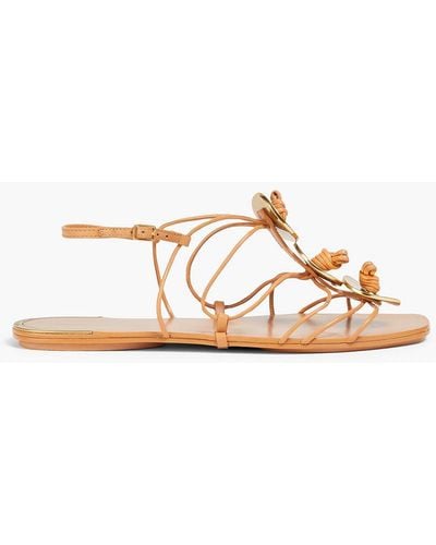 Tory Burch Embellished Knotted Leather Sandals - White