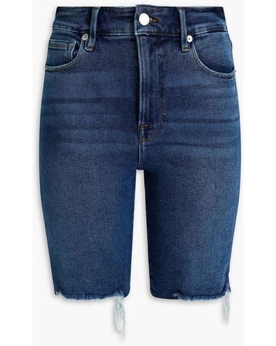 GOOD AMERICAN Distressed Denim Shorts - Blue