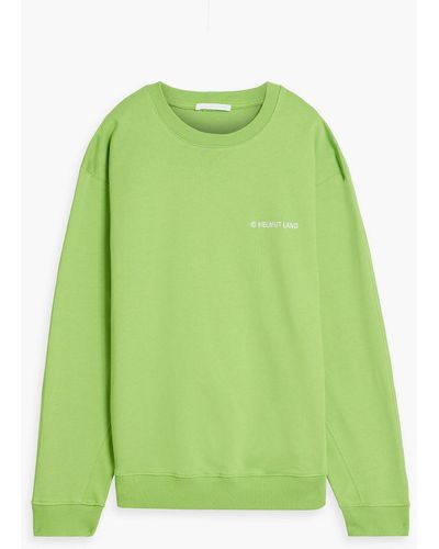 Helmut Lang Embroidered French Cotton-blend Terry Sweatshirt - Green