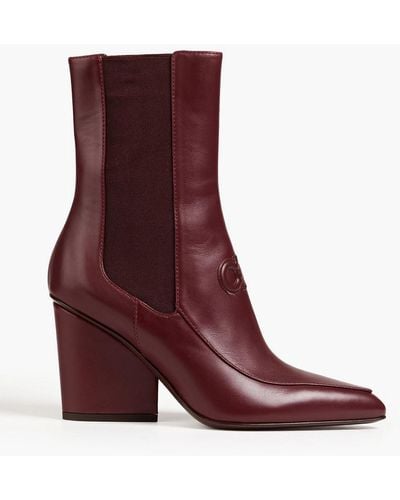 Ferragamo Marieo Leather Ankle Boots - Red