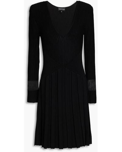 Emporio Armani Ribbed-knit Mini Dress - Black