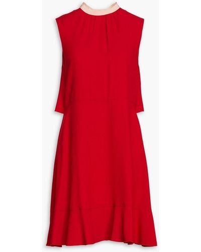 RED Valentino Draped Gathe Two-tone Crepe Dress - Red