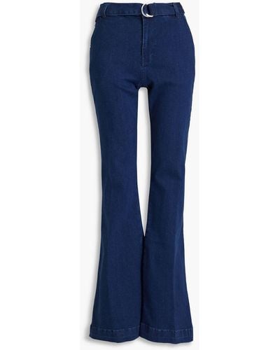 FRAME Le High Flare Belted High-rise Flared Jeans - Blue
