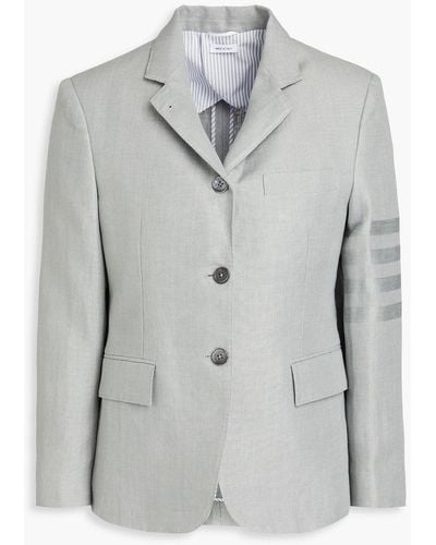 Thom Browne Gestreifter blazer aus leinen-canvas - Grau
