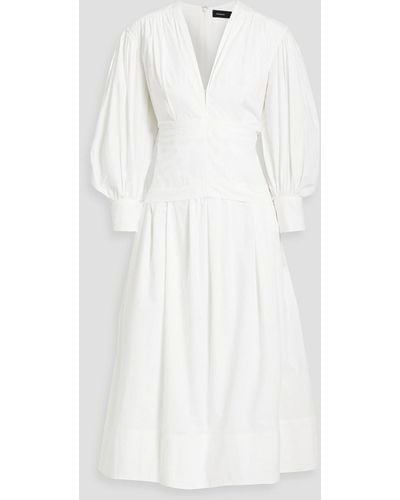 Proenza Schouler Pleated Cotton-poplin Midi Dress - White
