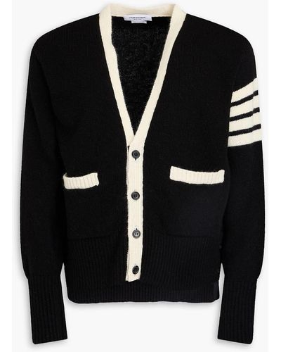 Thom Browne Striped Wool And Mohair-blend Cardigan - Black