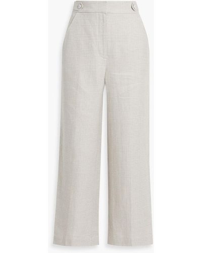 Veronica Beard Isley Prince Of Wales Checked Linen And Cotton-blend Tweed Straight-leg Pants - White