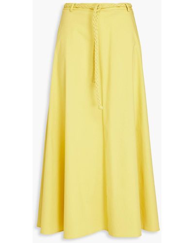 RED Valentino Belted Cotton-blend Poplin Midi Skirt - Yellow