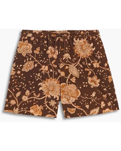 Zimmermann Short-length Floral-print Swim Shorts - Brown
