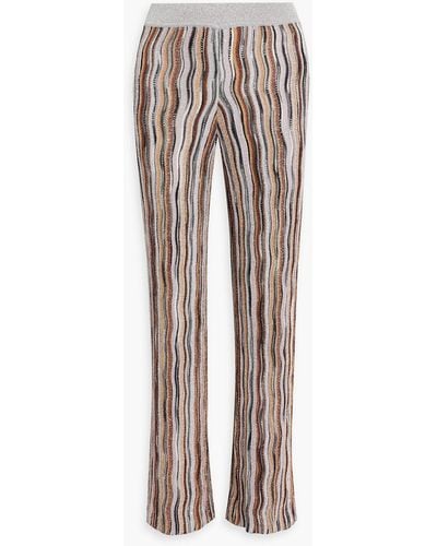 Missoni Sequin-embellished Crochet-knit Straight-leg Trousers - Brown