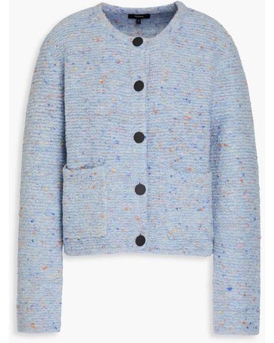 Theory Donegal Bouclé-knit Merino Wool-blend Cardigan - Blue
