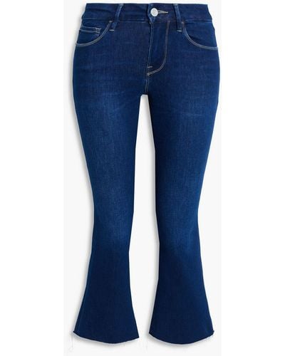 FRAME Le Pixie Frayed Mid-rise Kick-flare Jeans - Blue