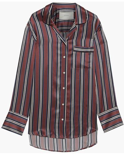 Asceno The Paris Striped Silk-satin Pajama Shirt - Multicolor
