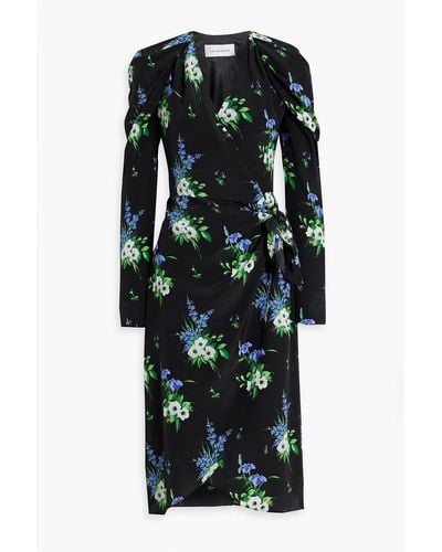 Les Rêveries Floral-print Silk-crepe Midi Dress - Black