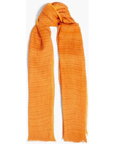Eskandar Striped Linen-gauze Scarf - Orange
