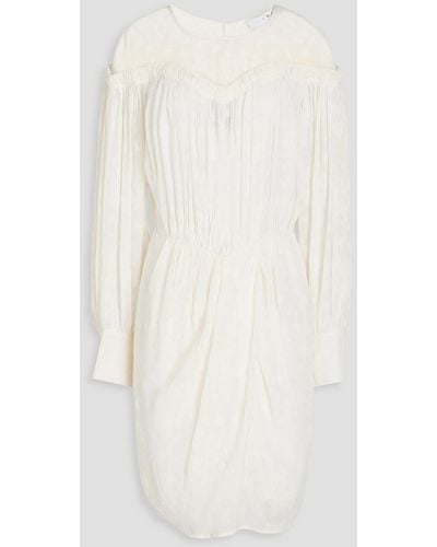 IRO Wrap-effect Gathered Jacquard Mini Dress - White