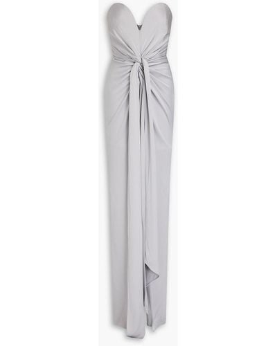 Alex Perry Strapless Draped Satin-crepe Gown - White