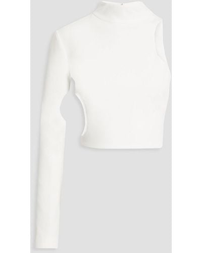 Monot One-shoulder Cutout Cropped Crepe Top - White