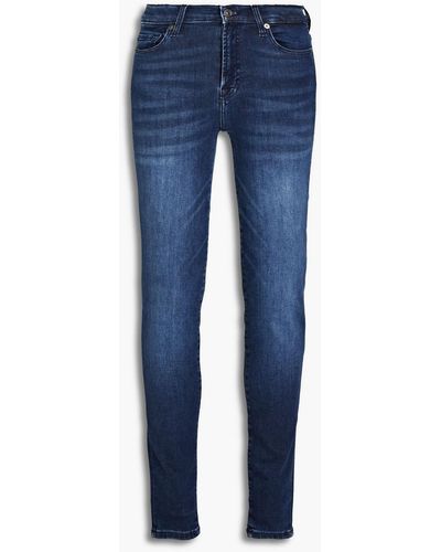 7 For All Mankind Faded Mid-rise Skinny Jeans - Blue