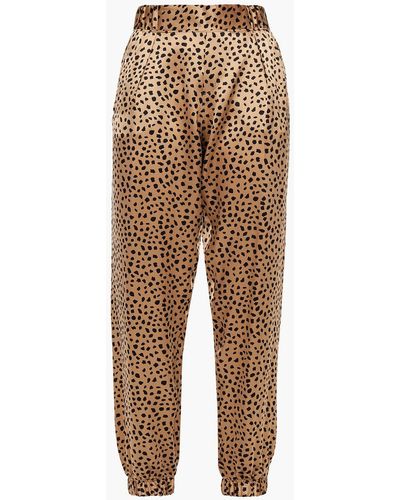 ATM Cropped Leopard-print Silk-satin Tapered Trousers - Brown