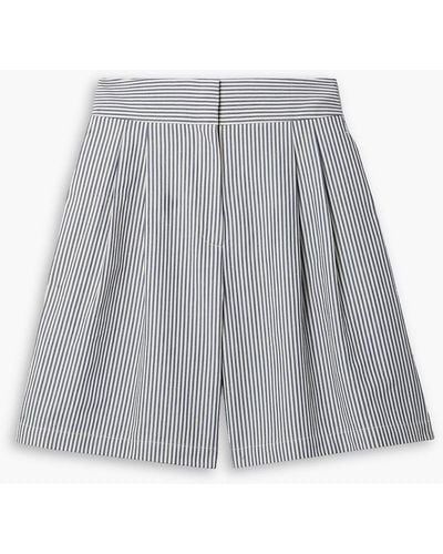 Lafayette 148 New York Leroy Pleated Striped Cotton-blend Twill Shorts - Grey