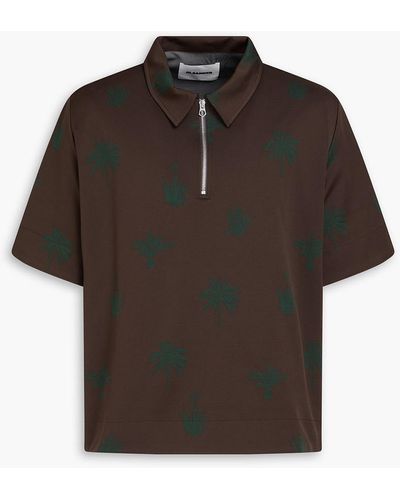 Jil Sander Stretch-jacquard Polo Shirt - Brown