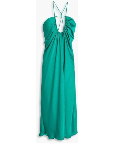Ba&sh Ruched Cutout Crepe Midi Dress - Green