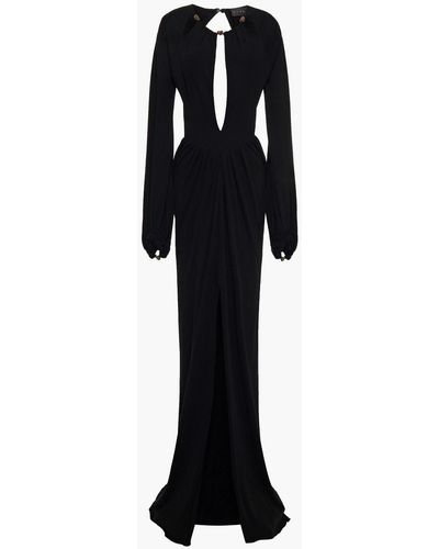 Dundas Open-back Cutout Embellished Stretch-jersey Gown - Black