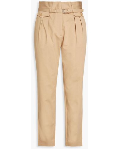 RED Valentino Belted Stretch-cotton Twill Tapered Trousers - Natural
