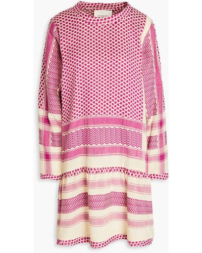 Summery Copenhagen Gathered Cotton-jacquard Mini Dress - Pink