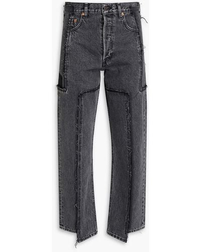 Vetements Frayed Patchwork Denim Jeans - Black