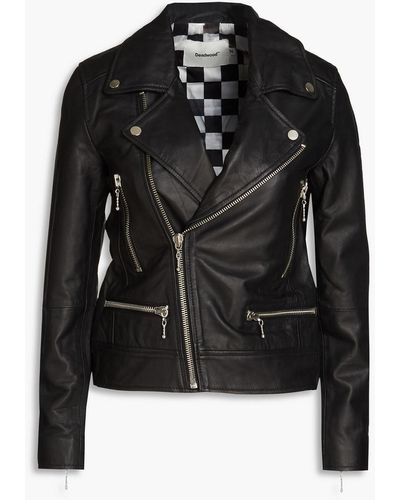 DEADWOOD Leather Biker Jacket - Black