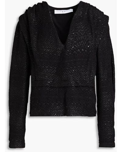 IRO Hateya Sequin-embellished Metallic Cotton-blend Tweed Blouse - Black