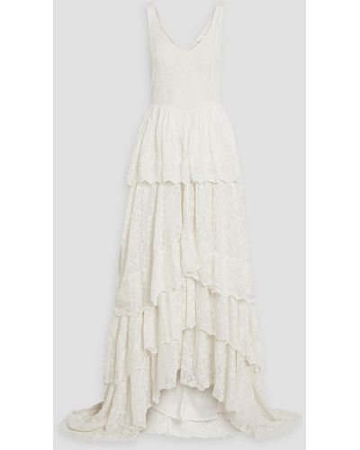 LoveShackFancy Sarabi Tiered Broderie Anglaise Cotton And Lace Gown - Natural
