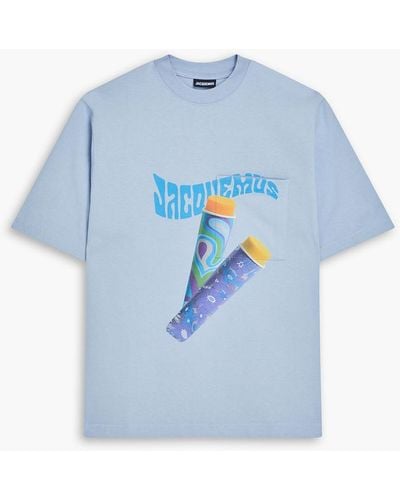 Jacquemus T-shirt aus baumwoll-jersey mit print - Blau