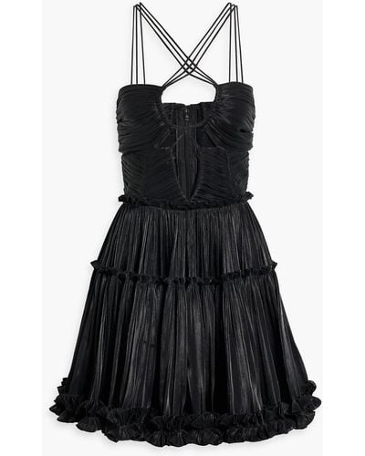 Costarellos Cutout Satin-jacquard Mini Dress - Black