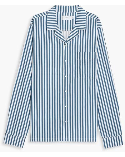 Onia Striped Cotton-poplin Pyjama Shirt - Blue