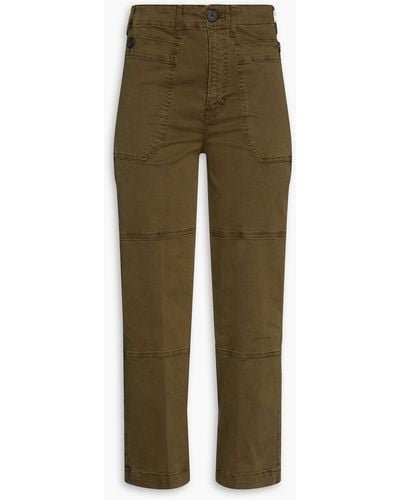 FRAME Cropped Stretch-cotton Twill Cargo Trousers - Green